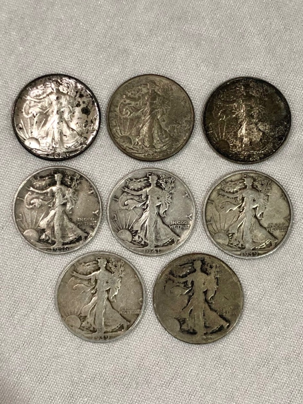 1935 BU 1939-S 1941-D 1946-D 1942 BU 1928-S Walking Liberty Half Dollar Silver